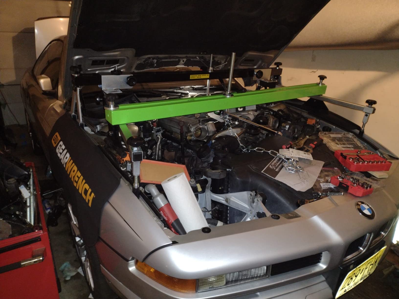 OEMTOOLS 24950 1100 Lb. Engine Support, Engine Hoist for Home Garages & Mechanics, Keeps Engine Stable & Lifted While You Work on Subframe, Transmission, & More, Two Engine Lift Chains Included customer photo 1