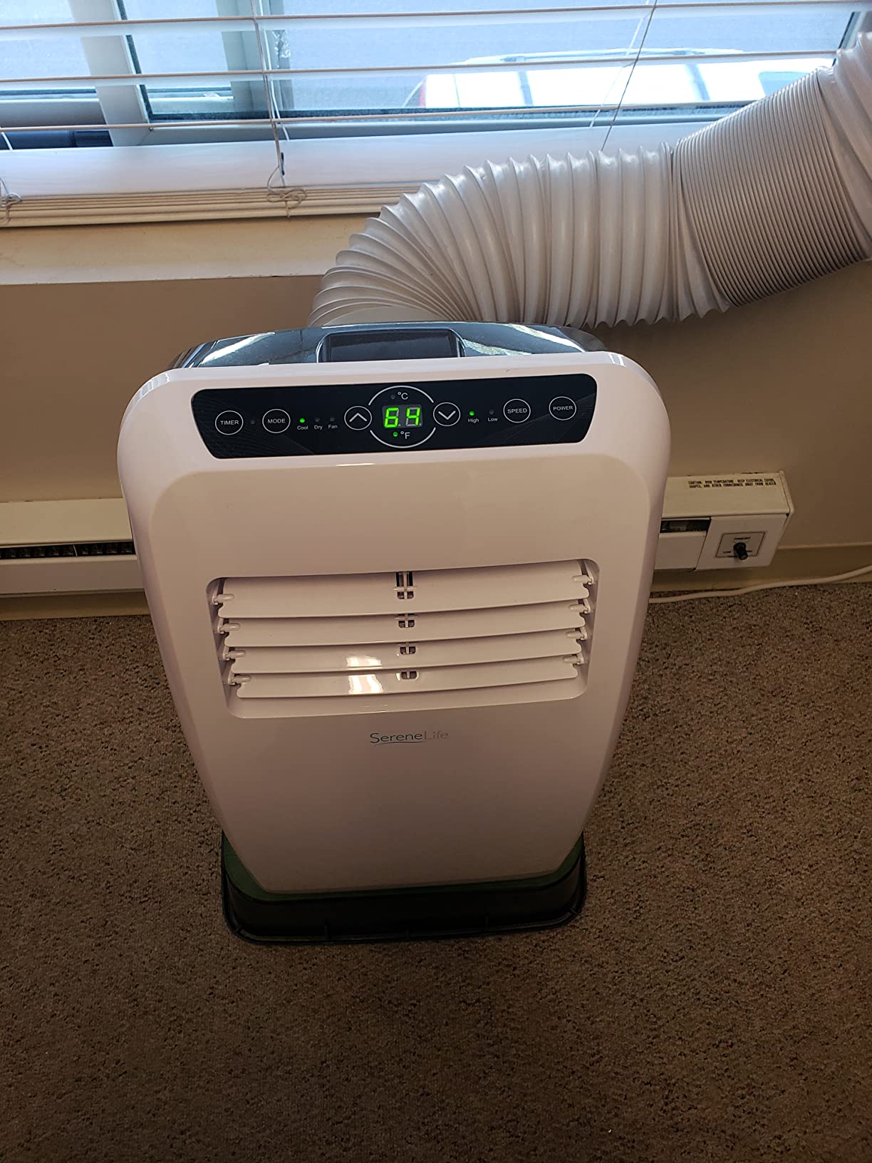 SereneLife Portable Air Conditioner, Dehumidifier & Fan | 3-in-1 8,000 BTU AC With Temperature Ranges 64F-90F & Cools 350 SQ FT | Includes 3 Fan Speeds, Remote Control, & Window Exhaust Kit | White customer photo 1