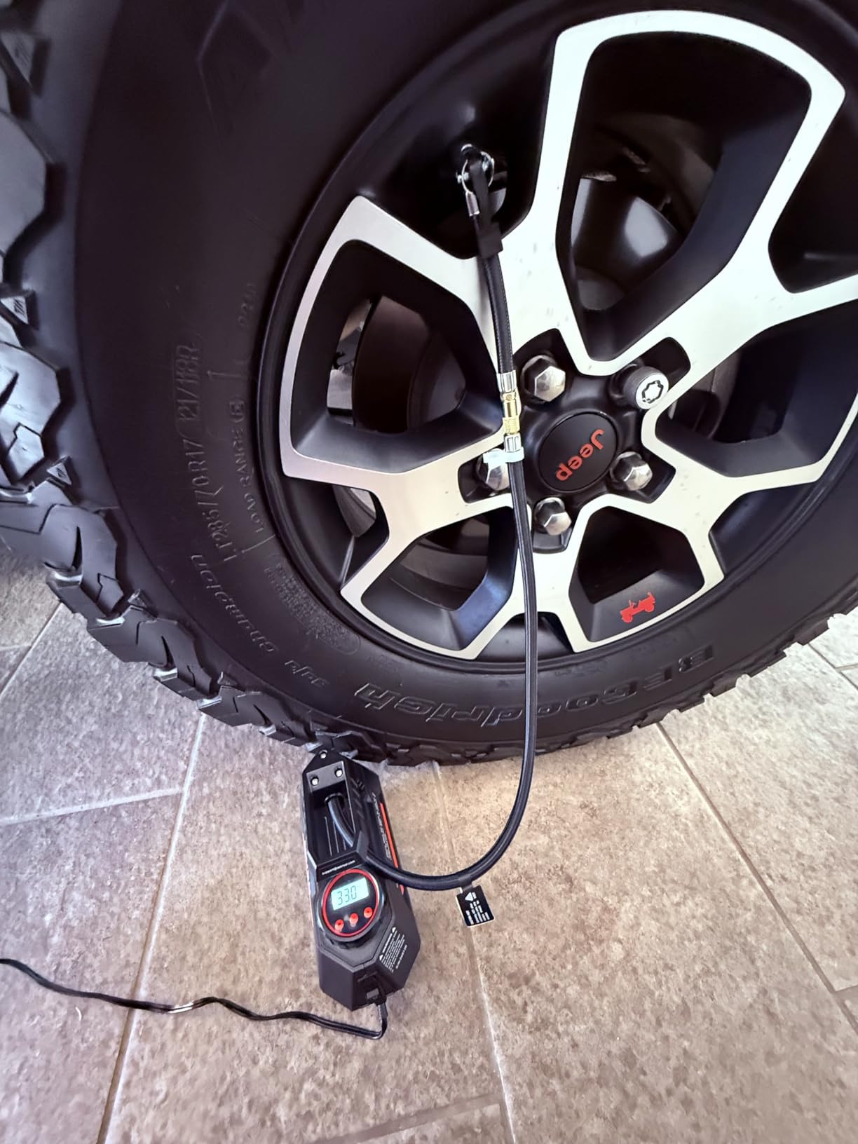 AstroAI AIRUN H Tire Inflator Portable Air Compressor,9.8Ft Cord-12VDC-Powered Auto Shut-Off,Fast Inflation Electric Air Pump for Car Tires-Car Accessories with Digital Pressure Gauge,LED Light,Yellow customer photo 1