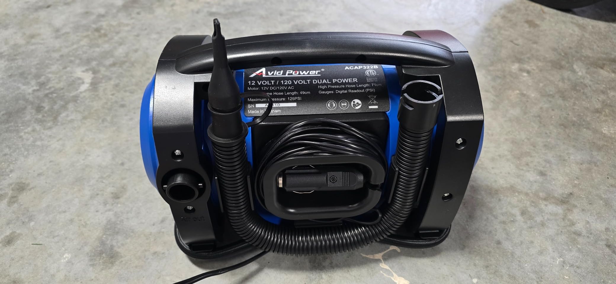 Avid Power Tire Inflator Portable Air Compressor, 12V DC 110V AC Car Tire Pump, Air Mattress Pump with Inflation and Deflation Modes, Dual Powerful Motors, Digital Pressure Gauge customer photo 2