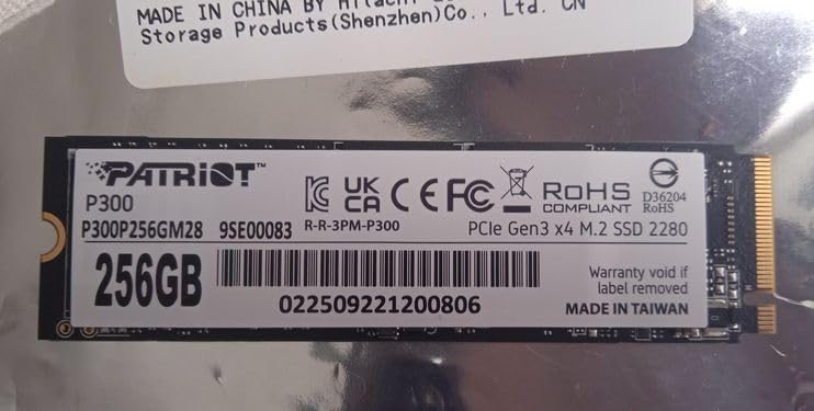Patriot P300 M.2 PCIe Gen 3 x4 256GB Low-Power Consumption SSD customer photo 2