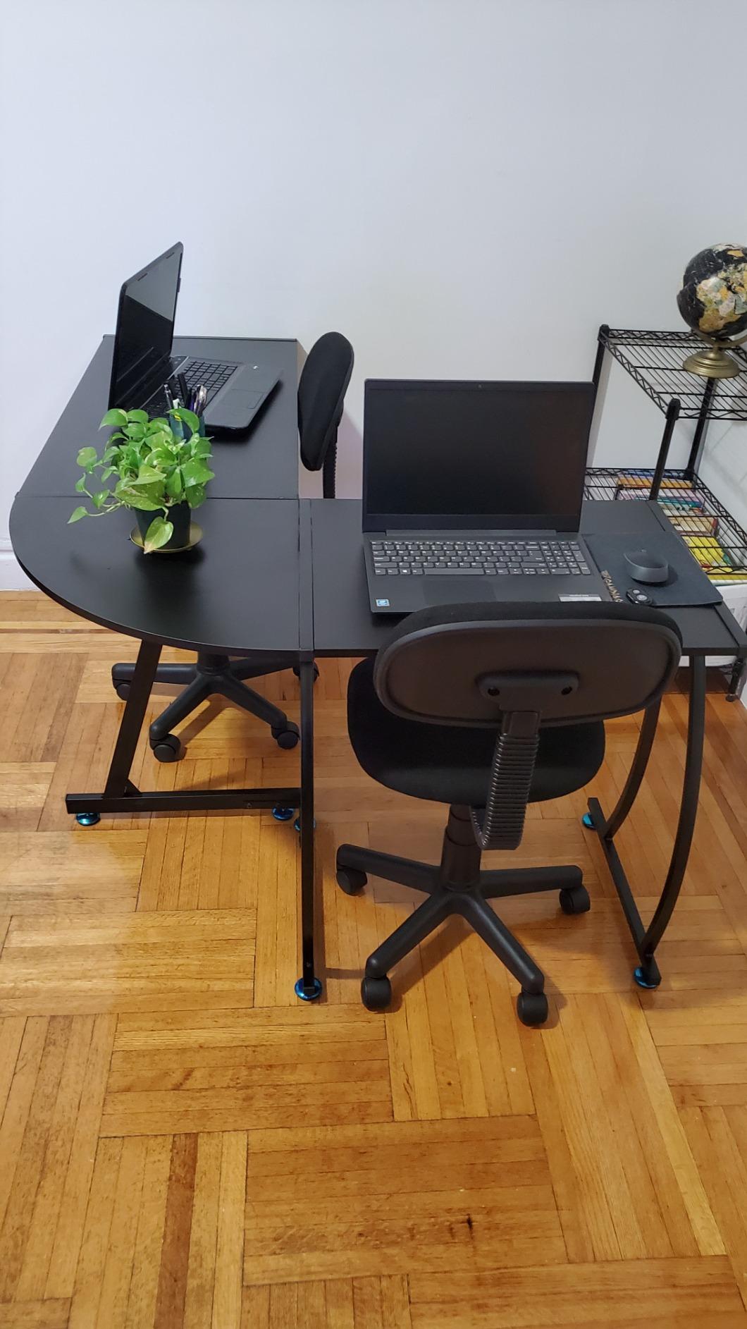 Super Deal L-Shaped Corner Desk Computer Gaming Desk - 58 Inch Modern Home PC Table Office Writing Workstation, Black customer photo 1