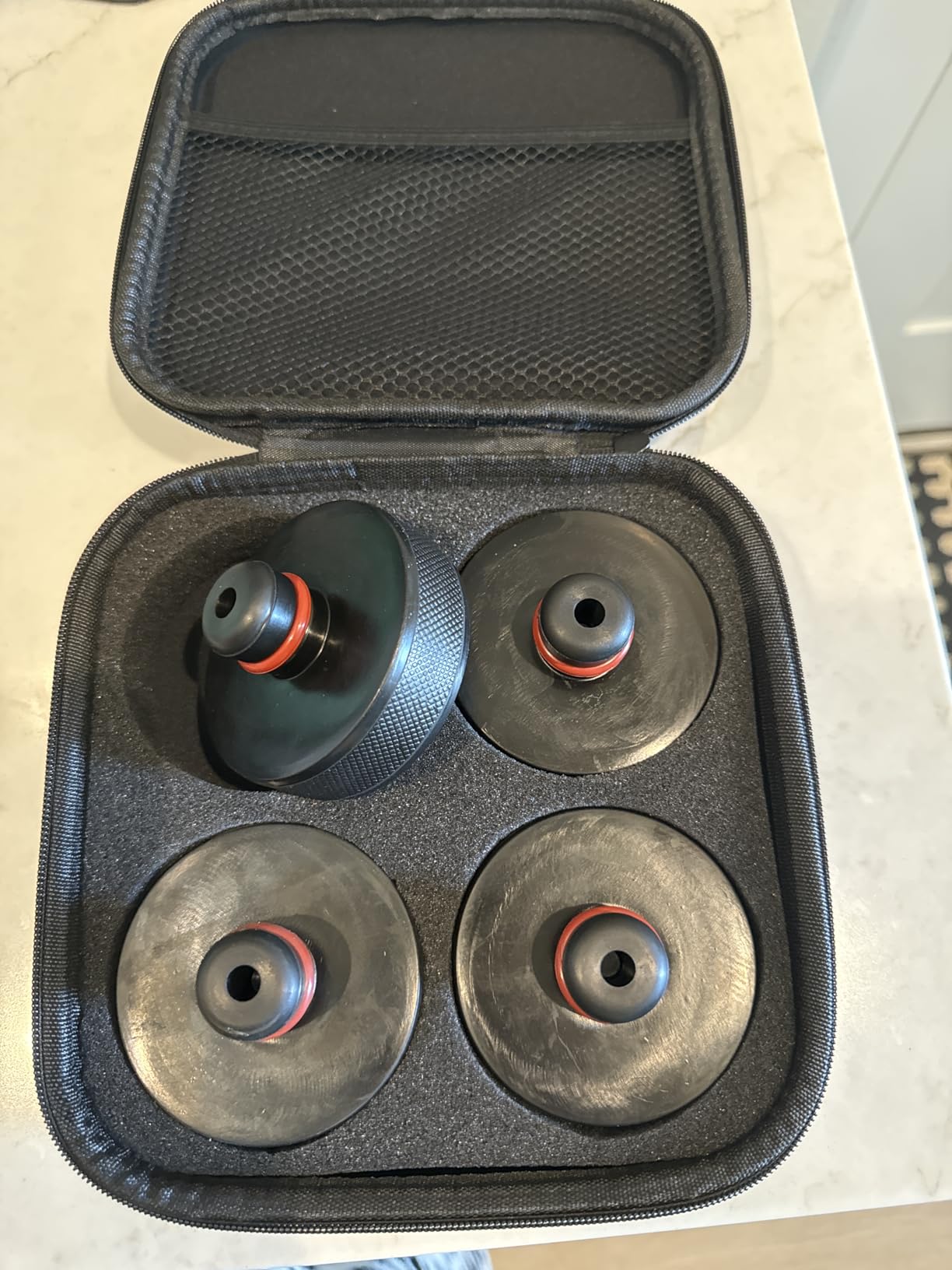 Chirano Lifting Jack Pads Compatible with Tesla Model 3/S/X/Y/Y Juniper, 4 Pucks with a Storage Case, Accessories for Tesla Vehicles 2013 to 2026 customer photo 1