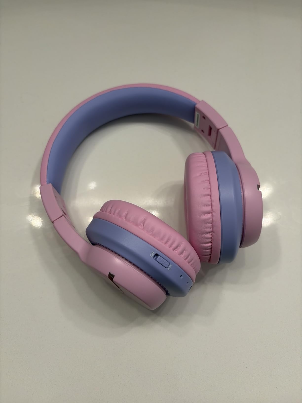 iClever BTH12 Kids Bluetooth Headphones, Colorful LED Lights, 74/85dBA Safe Volume, 85H Playtime, Fast Charging, Bluetooth 5.2, Over Ear, Built-in Mic for iPad/Tablet/Airplane, Blue customer photo 2