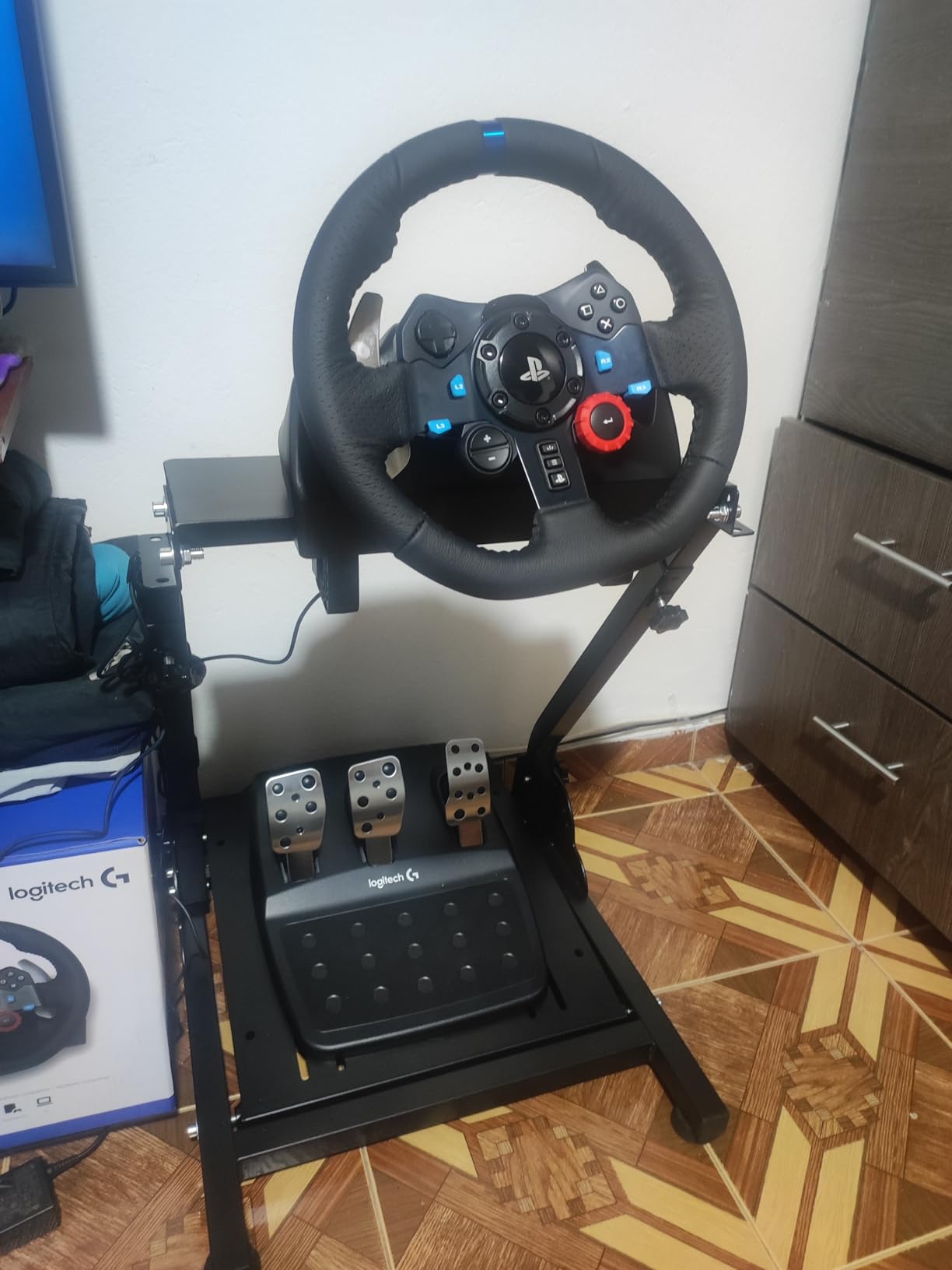 Racing Wheel Stand, Height Adjustable & Foldable Steering Wheal Stand Compatible with Logitech G25,G27,G29,G920 Gaming Cockpit customer photo 2