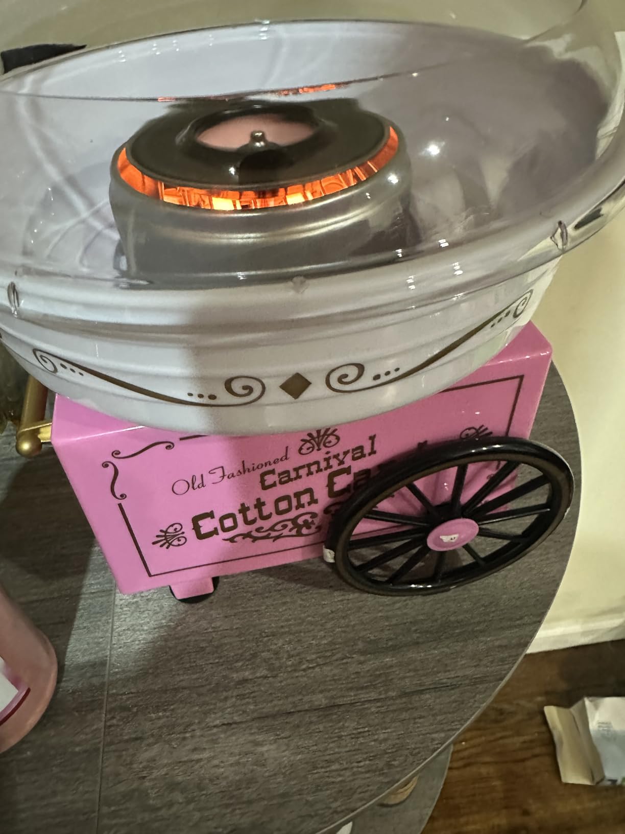 Nostalgia Vintage Cotton Candy Machine - Countertop Cotton Candy Maker With 2 Reusable Cones & 1 Sugar Scoop - Use Hard Candy or Sugar to Create Fluffy, Delicious Treats in Minutes-Pink customer photo 1