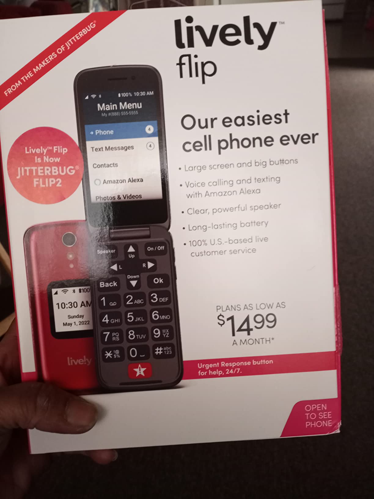 LIVELY Jitterbug Flip2 - Flip Cell Phone for Seniors - Must Be Activated Phone Plan, No SIM Needed, Graphite customer photo 1