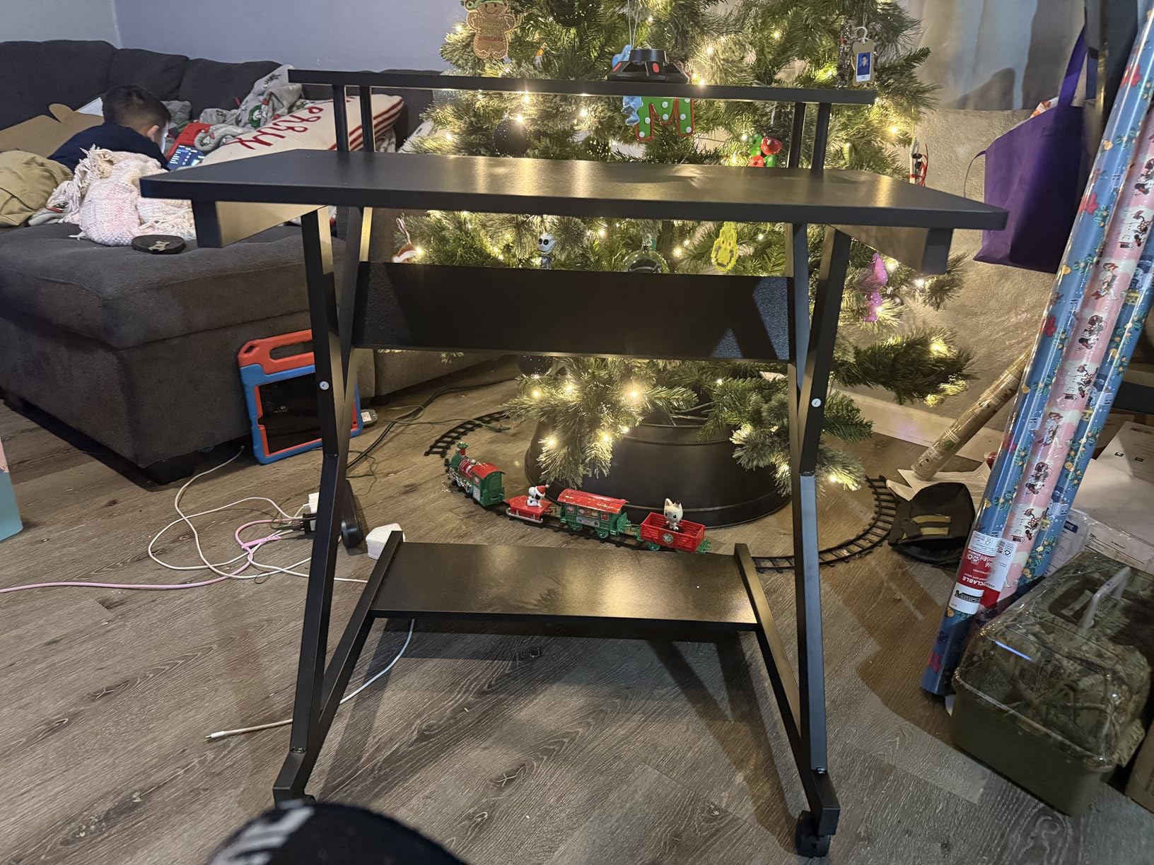 Dripex Computer Desk for Small Spaces, 27.5 inch Small Computer Desk - 3 Tier Compact Desk with Monitor Shelf and Bottom Storage Shelves customer photo 2