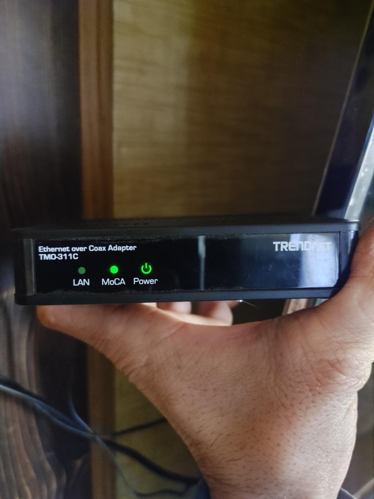 TRENDnet Ethernet Over Coax Adapter, Backward Compatible with MoCA 2.0, Gigabit LAN Port, Supports Net Throughput Up To 1Gbps, Supports Up To 16 Nodes On One Network, Black, TMO-311C customer photo 1