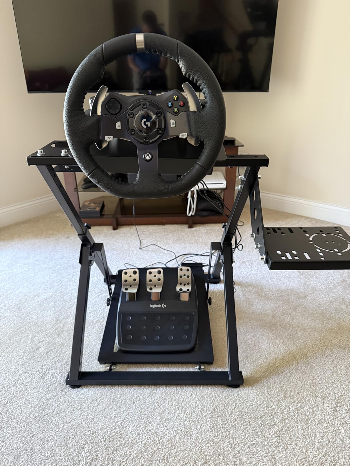 Dardoo X Frame Racing Wheel Stand Foldable Fit for Logitech G25 G27 G29 G920, for Thrustmaster T300RS GT Adjustable Racing Simulator Steering, NOT Included Wheel Pedal Handbrake and Shifter customer photo 1