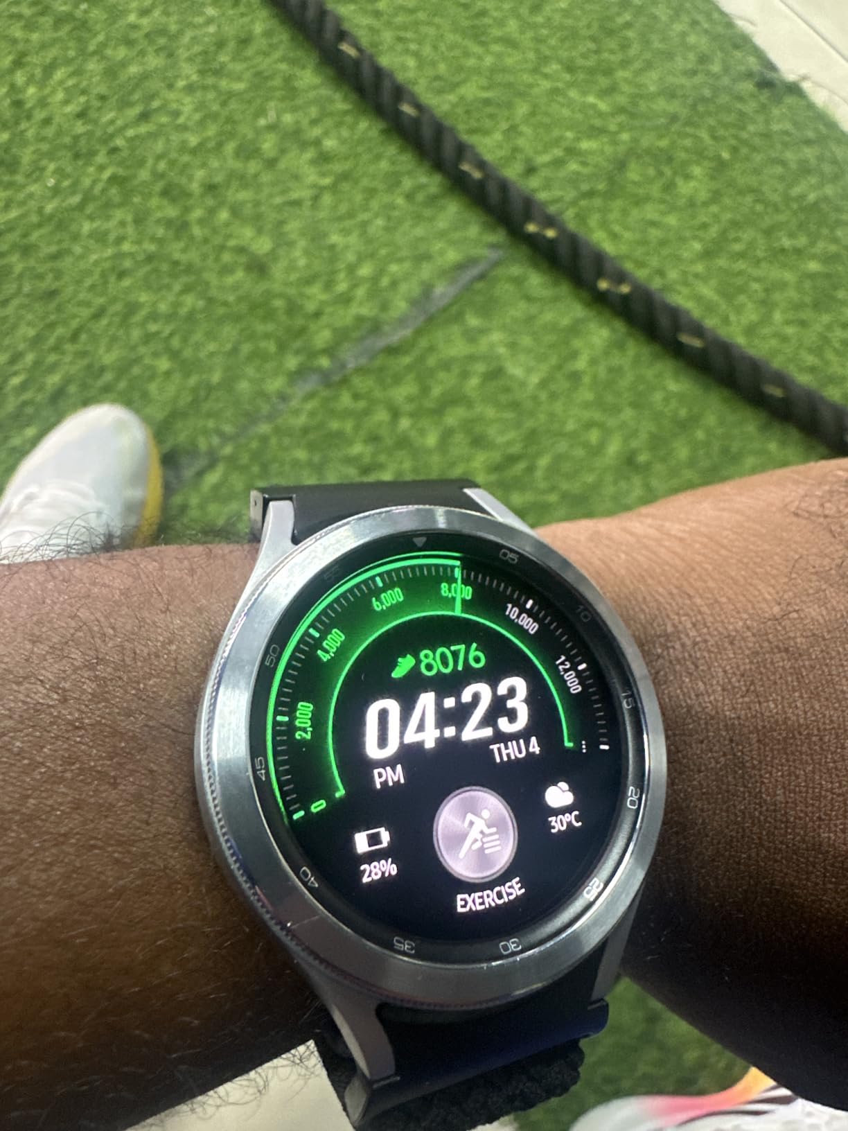 Samsung Electronics Galaxy Watch 4 Classic 46mm Smartwatch with ECG Monitor Tracker for Health Fitness Running Sleep Cycles GPS Fall Detection Bluetooth US Version, Silver (Renewed) customer photo 1