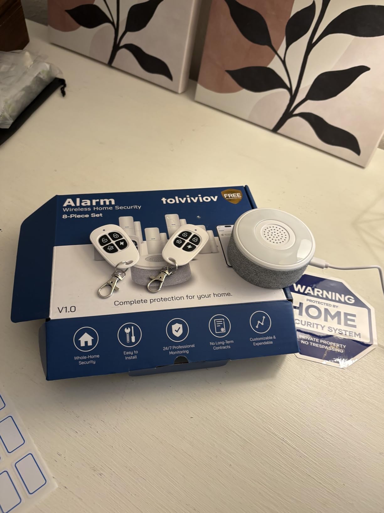 tolviviov Home Alarm System (2nd Gen), 12 Pieces Smart Home Alarm Security System DIY No Monthly Fee, Phone Alert, Alarm Siren, Door/Window Sensors, Remotes, Work with Alexa, for House Apartment Office customer photo 1