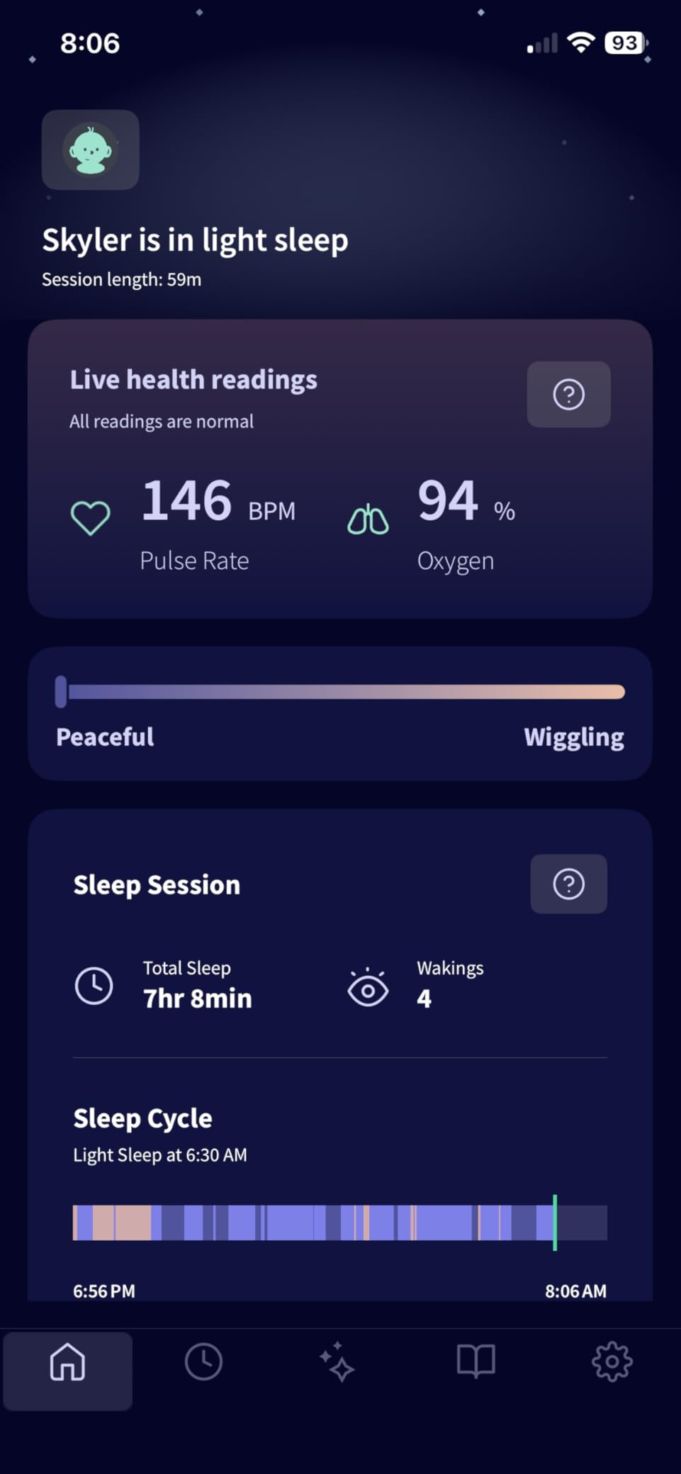 Owlet Dream Sock Smart Wearable Baby Monitor Tracks Heart Rate & Oxygen in Real Time Parents Receive Alerts, Sleep Insights & More via App - Bedtime Blue customer photo 1