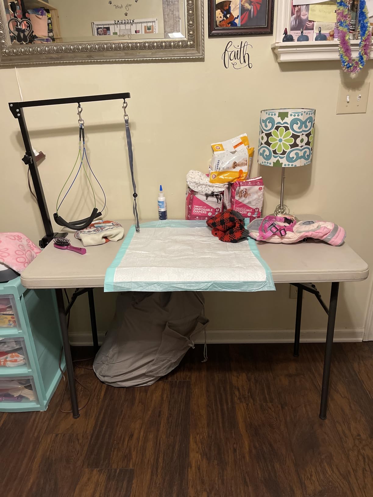 BestPet 32in 36in Dog Grooming Table Foldable Home Pet Bathing Station with Adjustable Height Portable Drying Table with Arm Noose for Medium Small Dogs (32 Inch) customer photo 1