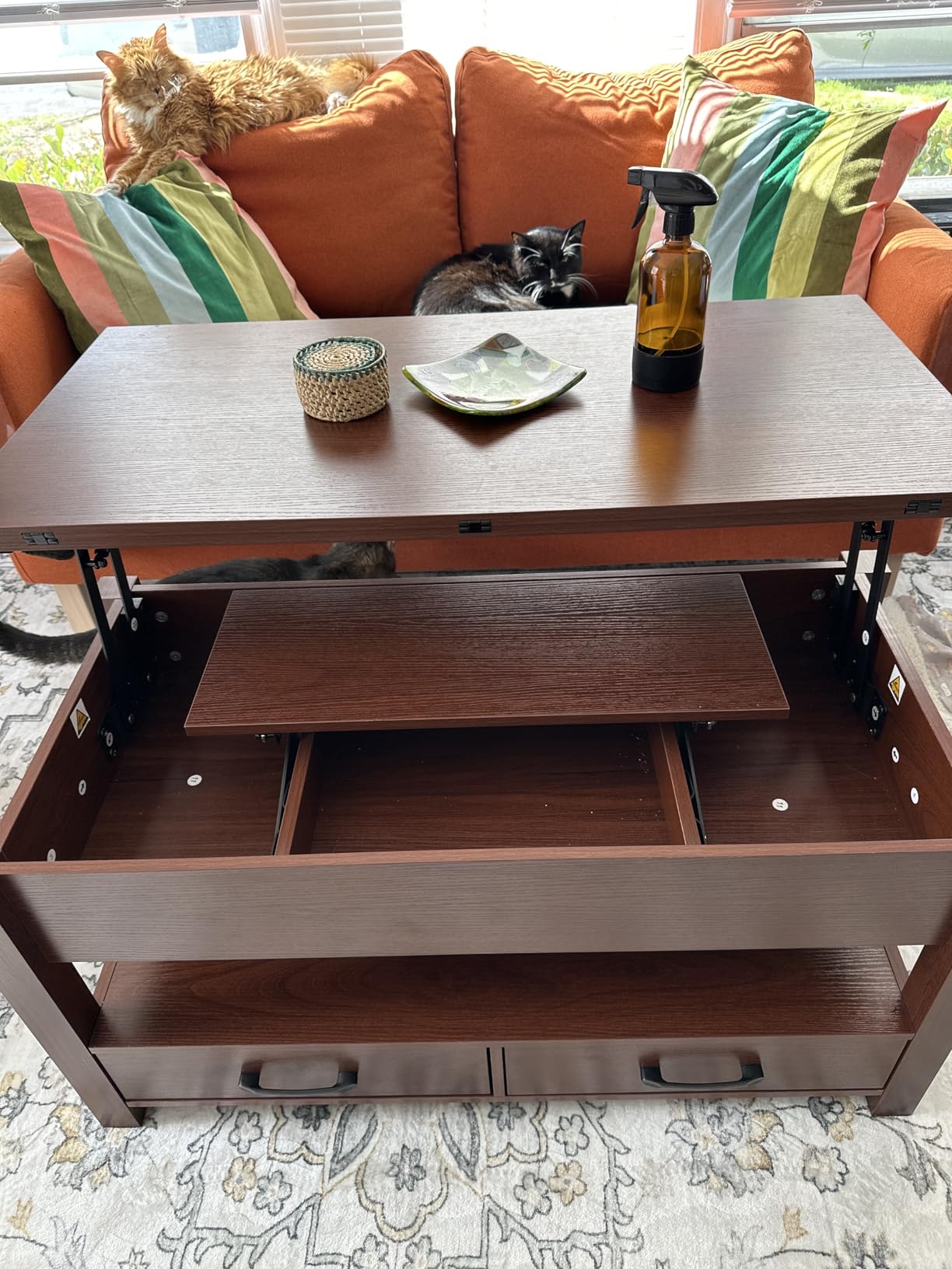 Rolanstar Coffee Table Lift Top, Multi-Function Convertible Coffee Table with Drawers and Hidden Compartment, Converts to Dining Table for Living Room, Home Office, Espresso customer photo 1