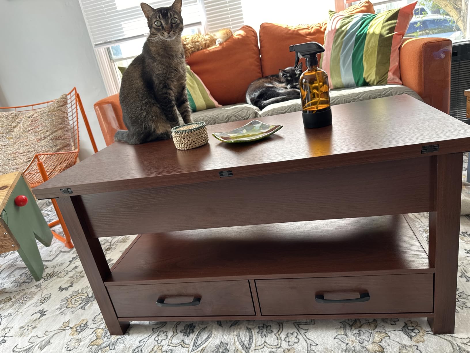 Rolanstar Coffee Table Lift Top, Multi-Function Convertible Coffee Table with Drawers and Hidden Compartment, Converts to Dining Table for Living Room, Home Office, Espresso customer photo 2