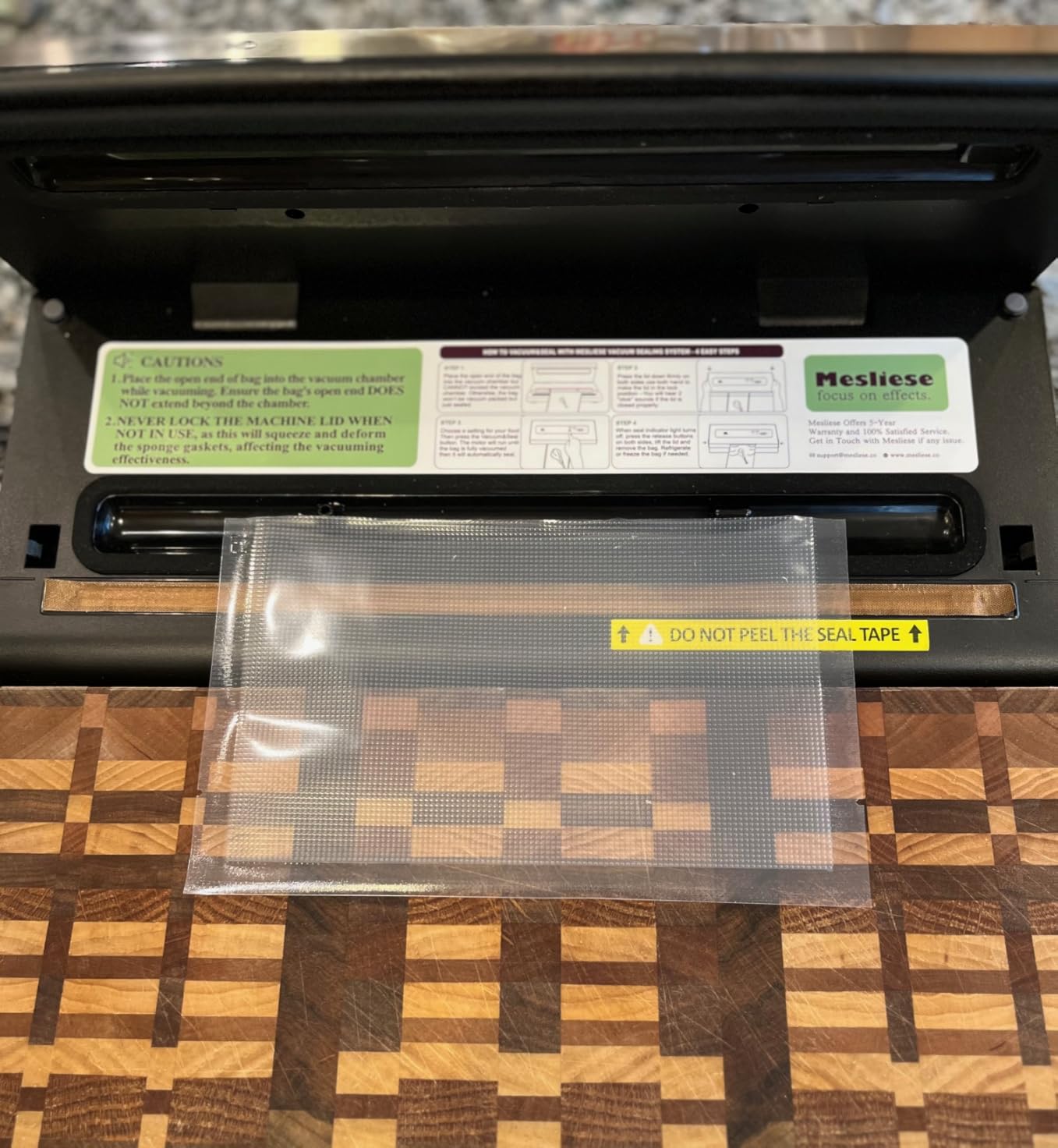 Mesliese Vacuum Sealer Machine Powerful 90Kpa Precision 6-in-1 Compact Food Preservation System with Cutter, 2 Bag Rolls & 5 Pre-cut Bags, Widened 12mm Sealing Strip, Dry&Moist Modes (Silver) customer photo 1