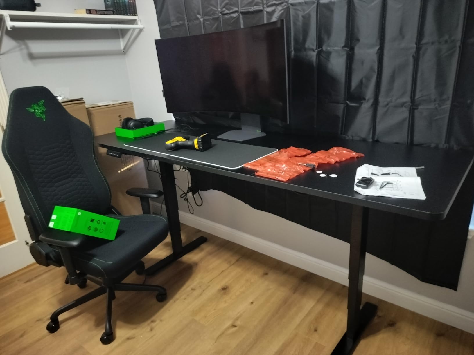 VIVO Electric 71 x 36 in Dual Motor Rustic Sit Stand Desk, Memory Height Adjustment, 2B Series customer photo 2