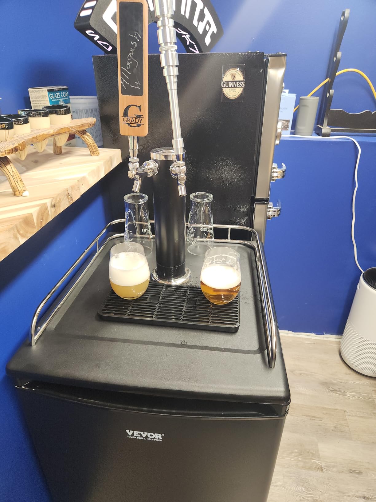 VEVOR Beer Kegerator, Dual Tap Commercial Draft Beer Dispenser for D system, Full Size Keg Refrigerator with 5lbs CO2 Tank, Hold 2 Sixth / 2 Ball lock keg, Black customer photo 1