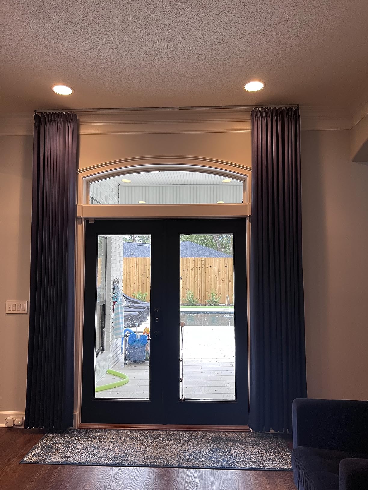 Graywind Hardwired Smart Curtains Motorized Curtains with Remote Alexa Google Control for Sliding Door Room Darkening Drapes One-Way or Split Draw, Custom Width to 220