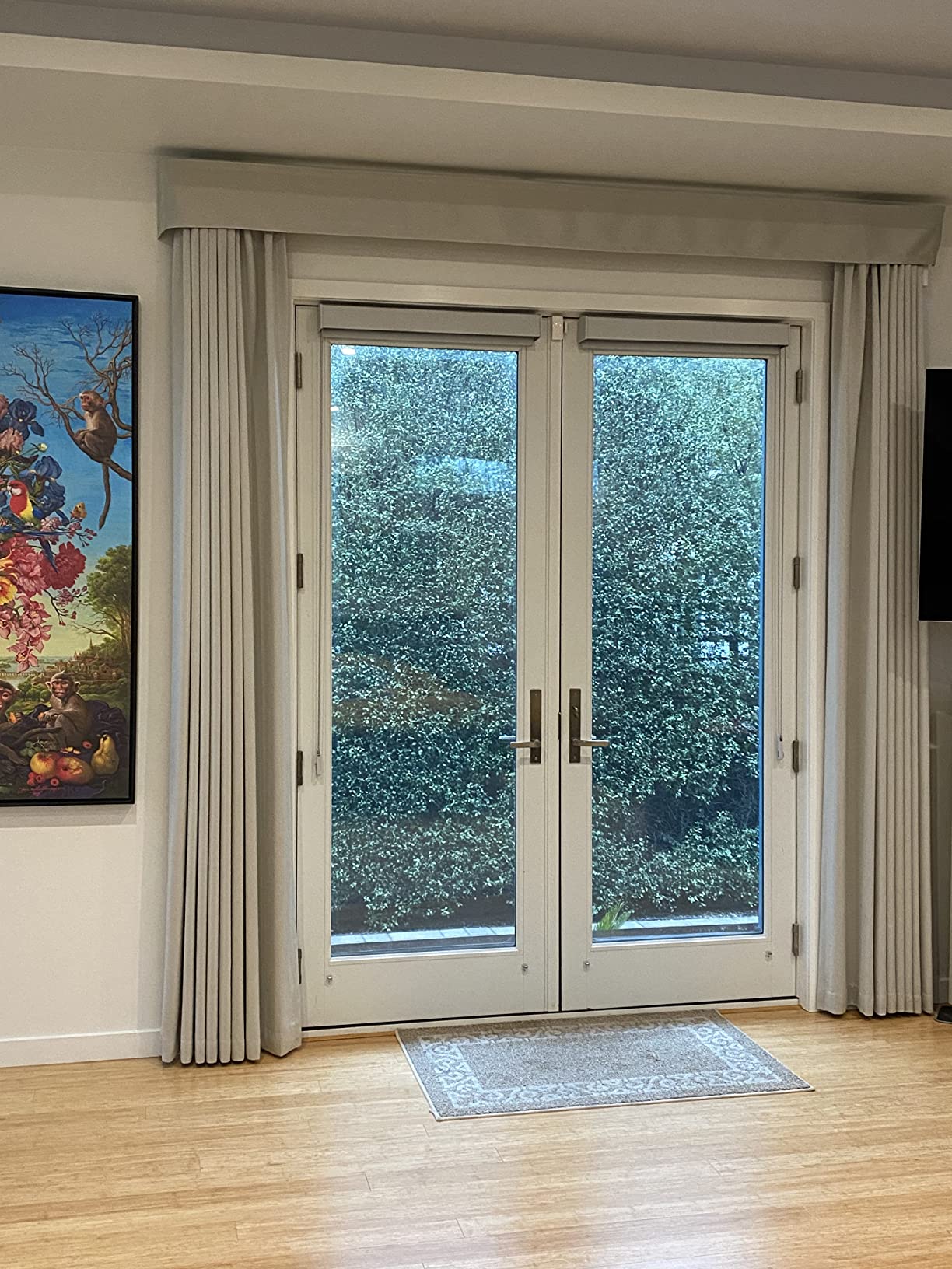 Graywind Hardwired Smart Curtains Motorized Curtains with Remote Alexa Google Control for Sliding Door Room Darkening Drapes One-Way or Split Draw, Custom Width to 220