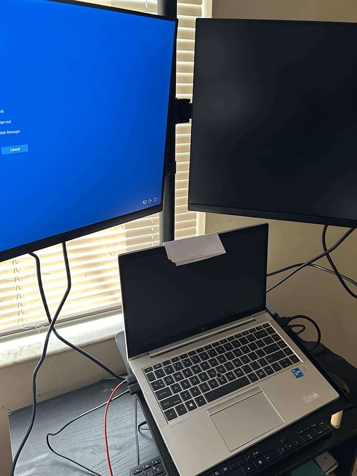 VIVO Laptop and Dual 13 to 27 inch LCD Monitor Stand up Desk Mount, Tall Adjustable Stand, Fits Laptops up to 17 inches, Black, STAND-V012J customer photo 2