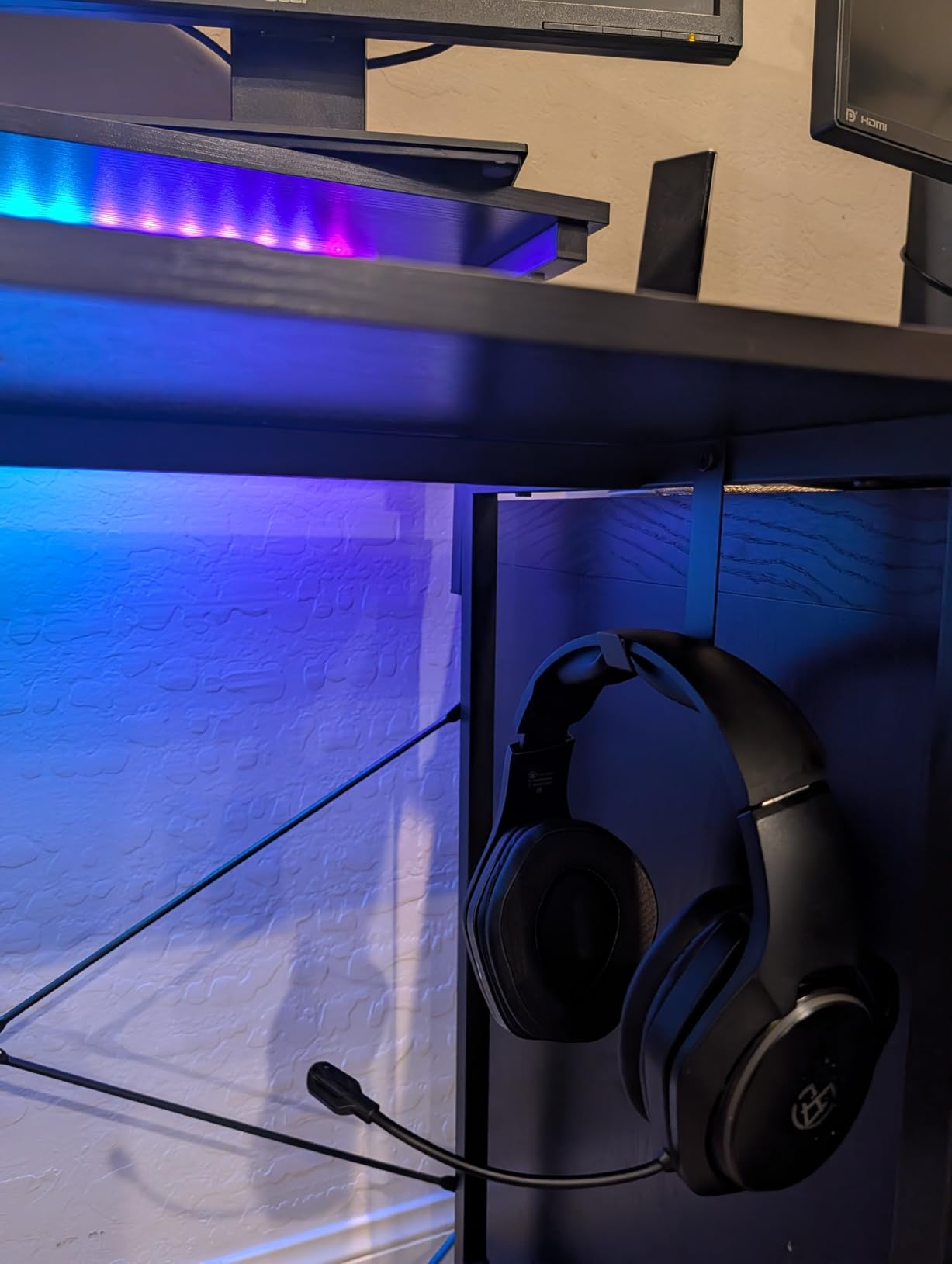AODK Gaming Desk with LED Lights, 40 Inch Computer Desk with Drawers - Reversible Small Desk with Monitor Stand & Headphone Hook customer photo 2