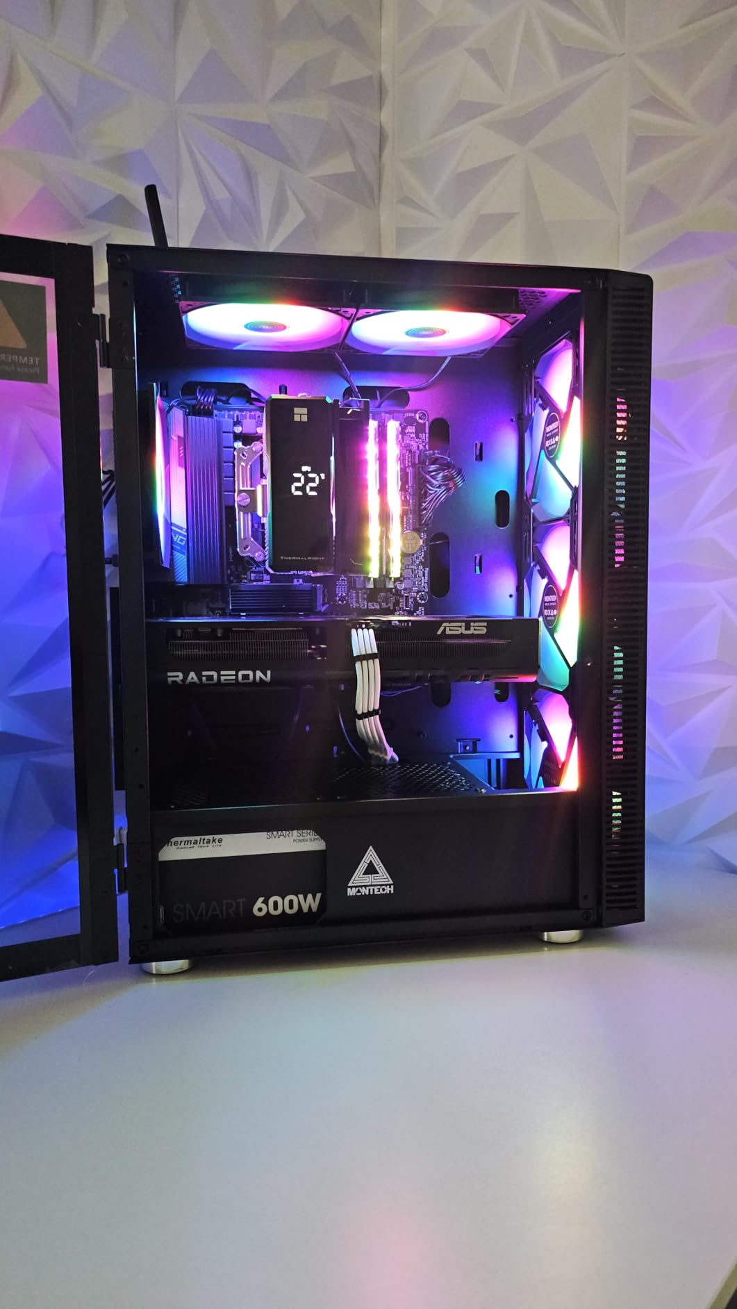 Apevia ATX-PM1000W PCIe 5.0 & ATX 3.0 Ready Premier 1000W 80+ Gold Certified, Includes PCIe 5.0 / Gen 5 12VHPWR Connector, Active PFC ATX Semi-Modular Gaming Power Supply with 366 RGB Light Modes customer photo 2