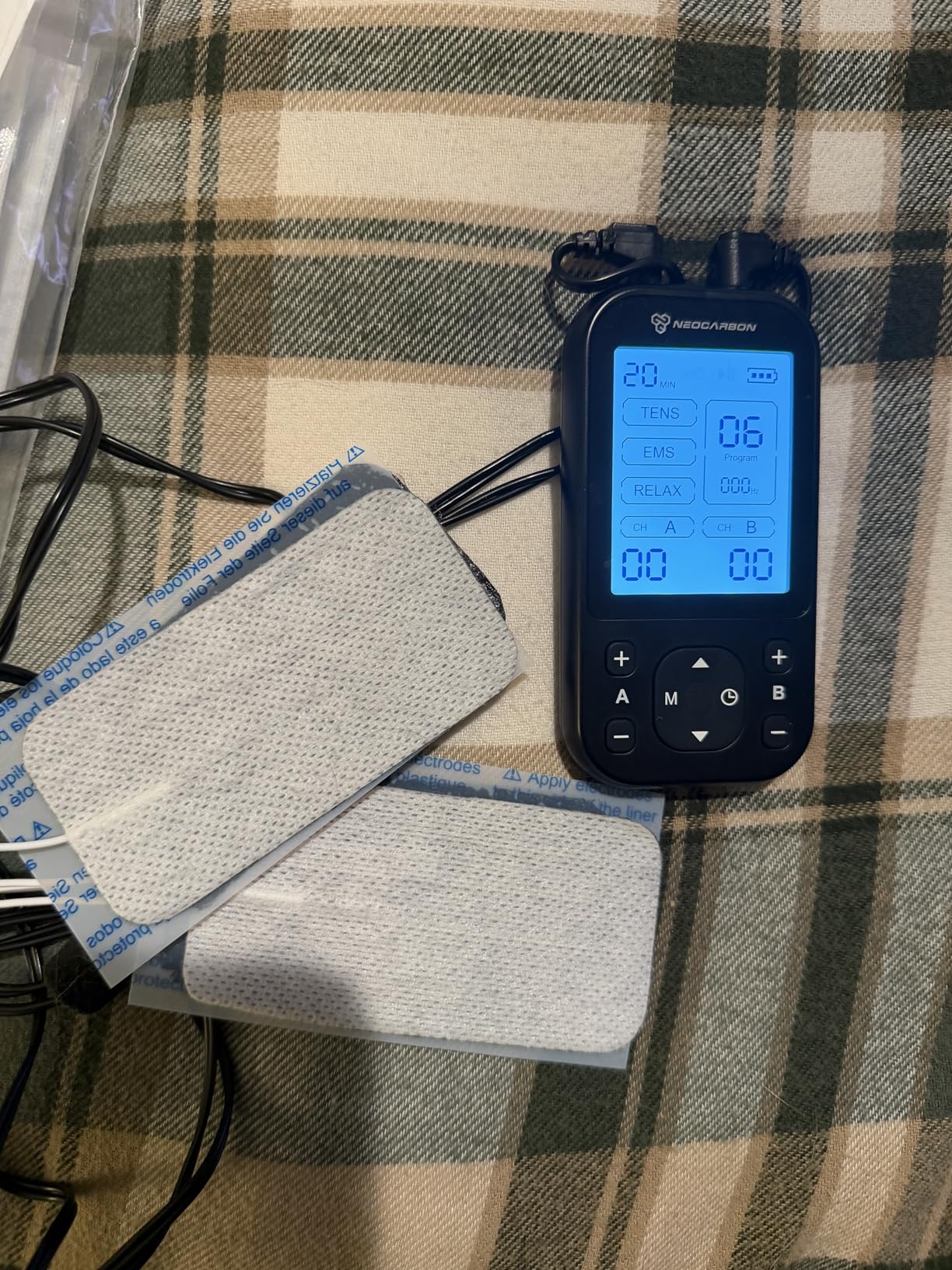 NEOCARBON TENS Unit Muscle Stimulator Pro for Back Pain Relief, Shoulder Recovery and Physical Therapy, Electronic Massager Machine with PMS Pulse for Effective Shock Therapy, Red customer photo 1