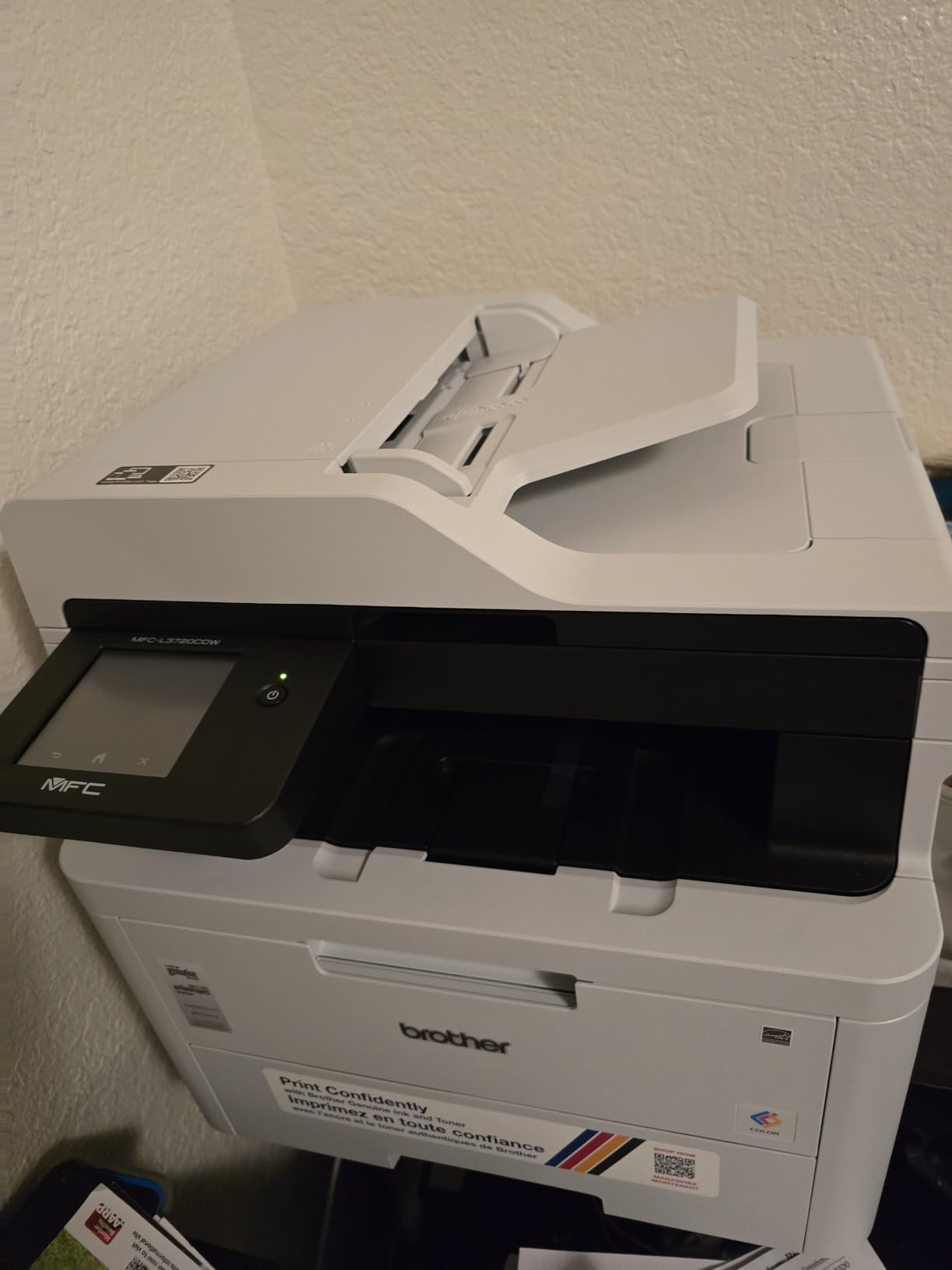 Brother MFC-L3720CDW Wireless Color Laser Printer with Scanner, Copier and Fax | Auto Duplex and 250-Sheet Capacity | Includes Refresh Subscription Trial(1) customer photo 2
