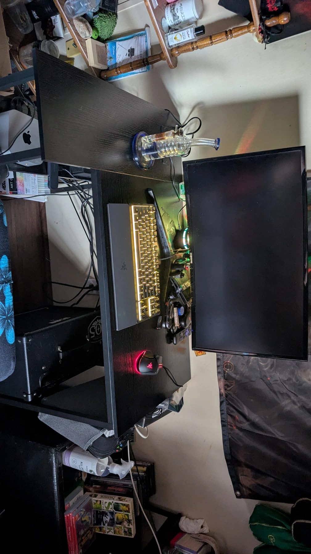 TIQLAB Gaming Desk with Power Outlets - 40 inch L Shaped Computer Desk, Reversible Design Small Corner Desk customer photo 1
