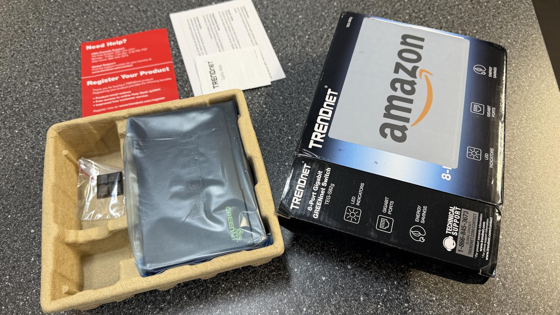 TRENDnet 9-Port Unmanaged 2.5G Switch with 10G SFP+ Port, TEG-S5091, 8 x 2.5GBASE-T Ports, 60Gbps, Wall Mountable, Ethernet Splitter, NDAA & TAA Compliant, Lifetime Protection, Black customer photo 1