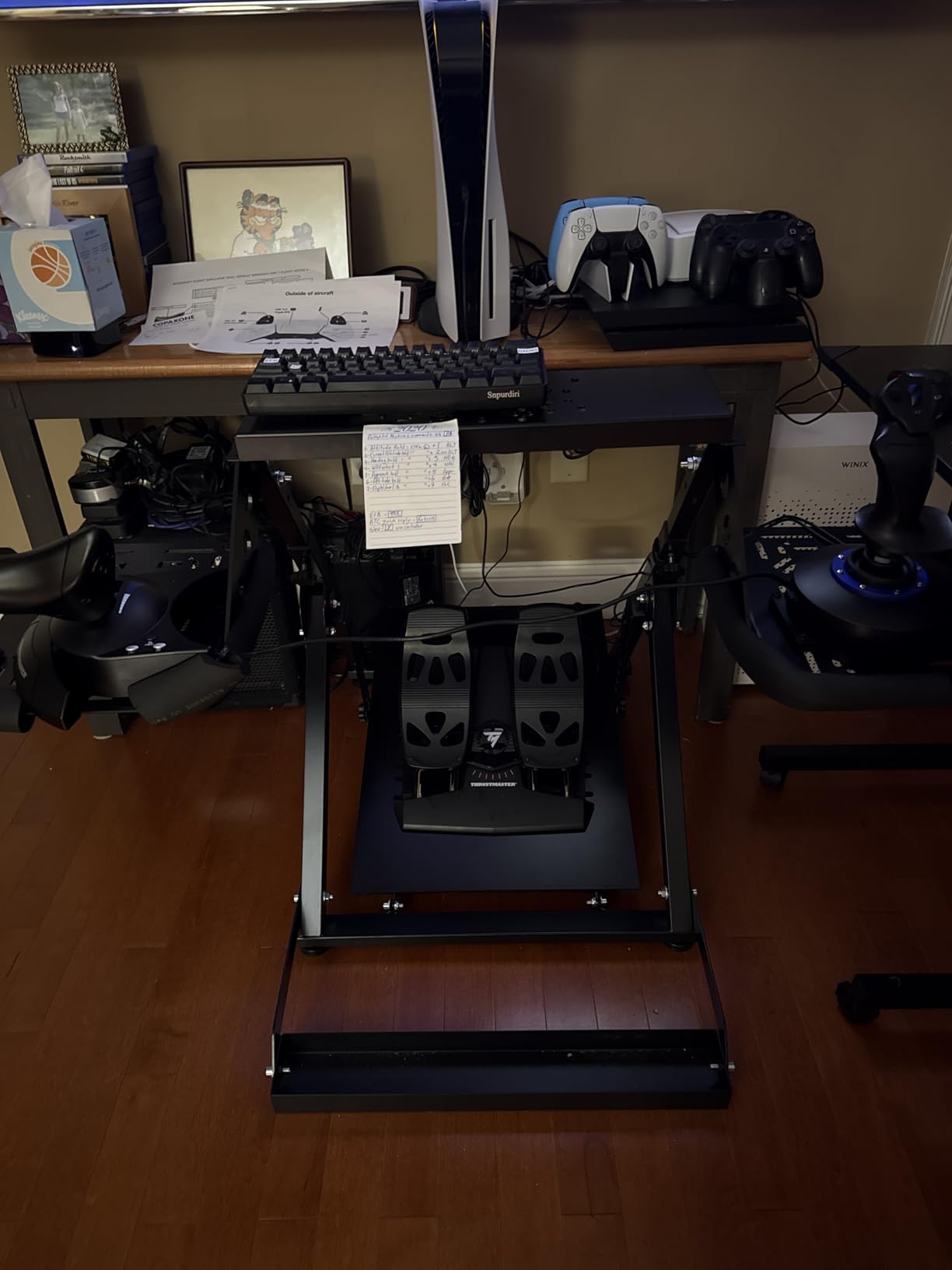 Anman Foldable Flight Simulation Cockpit 3.0 with Fixed Slot Fit for Logitech/Thrustmaster/Hotas Warthog/Fanatec,Electronics Adjustable Fight Sim Mount Pedals customer photo 1