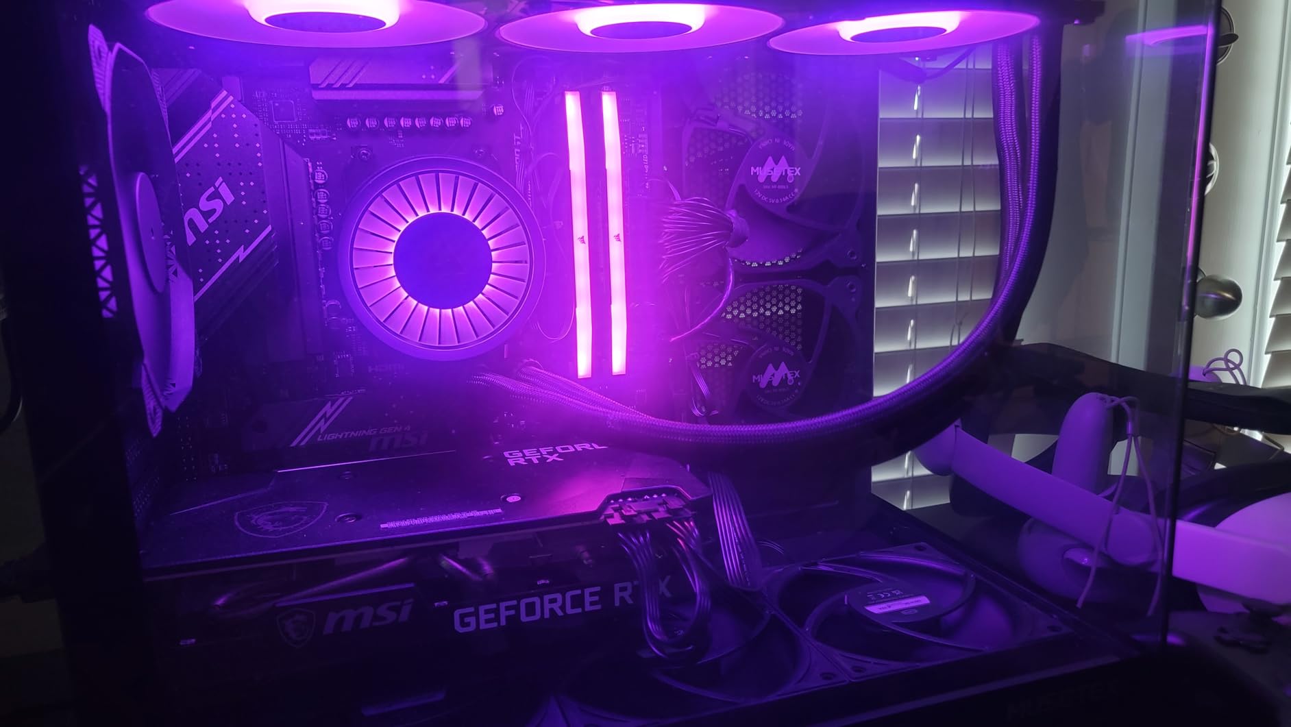 MUSETEX ATX PC Case, 3 x 120mm Fans Pre-Installed, 360MM RAD Support, 270° Full View Tempered Glass Gaming PC Case with Type-C, Mid Tower ATX Computer Case, Black, Y6 customer photo 2