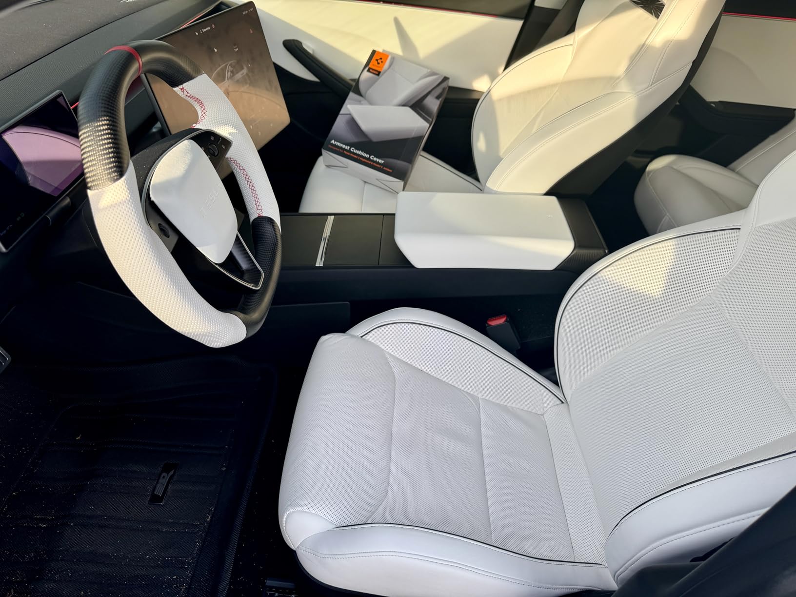 Spigen Center Console Armrest Cover for Tesla Model Y Juniper and Model 3 Highland - Black customer photo 1