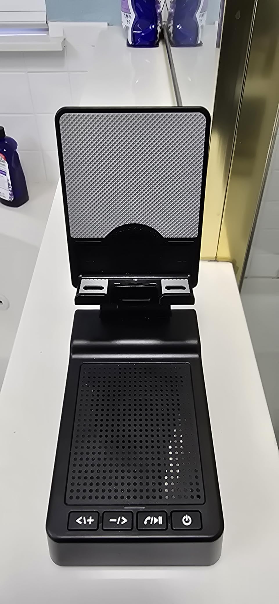 Phone Stand with Bluetooth Speaker, HD Surround Sound Speaker Compatible with iPhone/Android/iPad customer photo 1