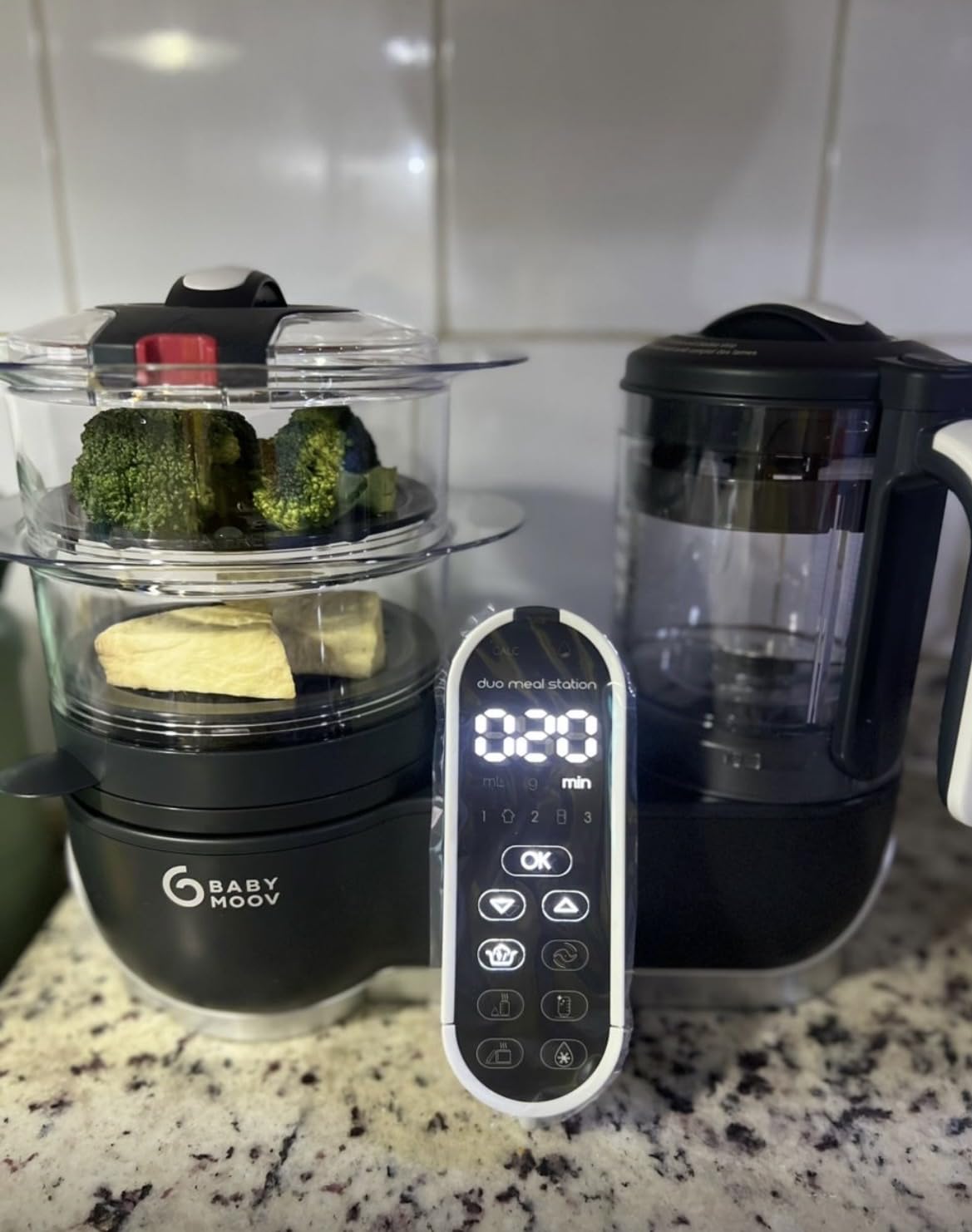 Babymoov Duo Meal Station 6-in-1: Multi-Speed Baby Food Maker, Steamer & Puree Blender, Baby Food Processor that Warms & Defrosts, Bottle Sterilizer (Nutritionist Approved), Mineral Beige customer photo 2