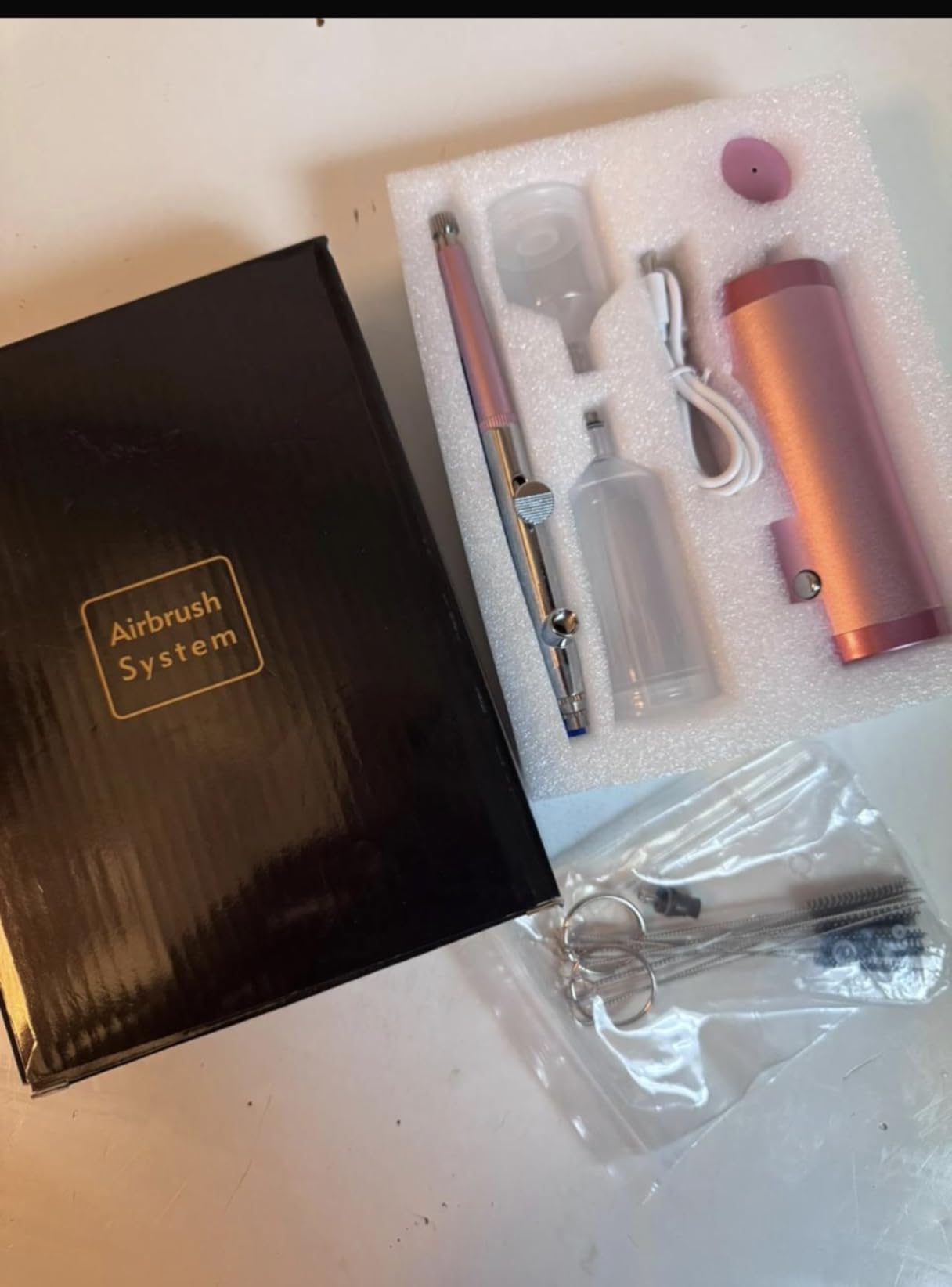 Airbrush Kit With Compressor 48PSI Rechargeable High Pressure Air Brush Set Cordless Airbrush Kit with 0.3mm Nozzle for Painting,Nail Art, Cake Decor,Makeup,Modeling (Black) customer photo 1