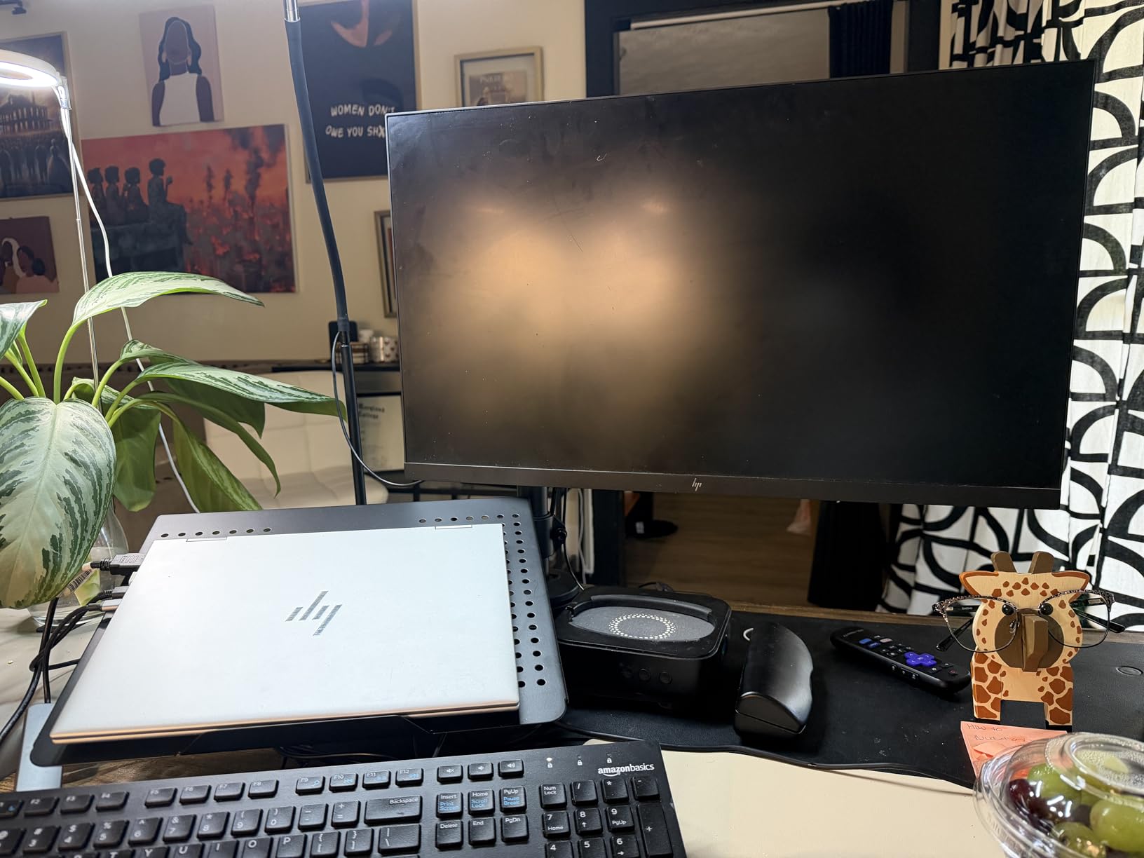 VIVO Freestanding Dual Computer Monitor and Laptop Combo Desk Stand with Glass Base, Fits up to 32 inch Monitors and 17 inch Laptops customer photo 1