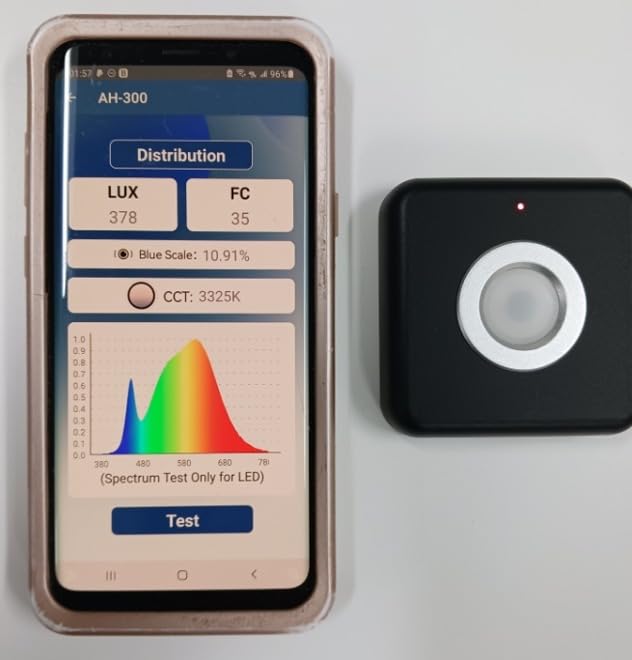 AH-300 Light Meter,Test LED Spectrum,CCT,LUX,Foot Candle,Blue Light Meter,LUX Distribution, Data Exported as a CSV File. AquaHorti customer photo 2