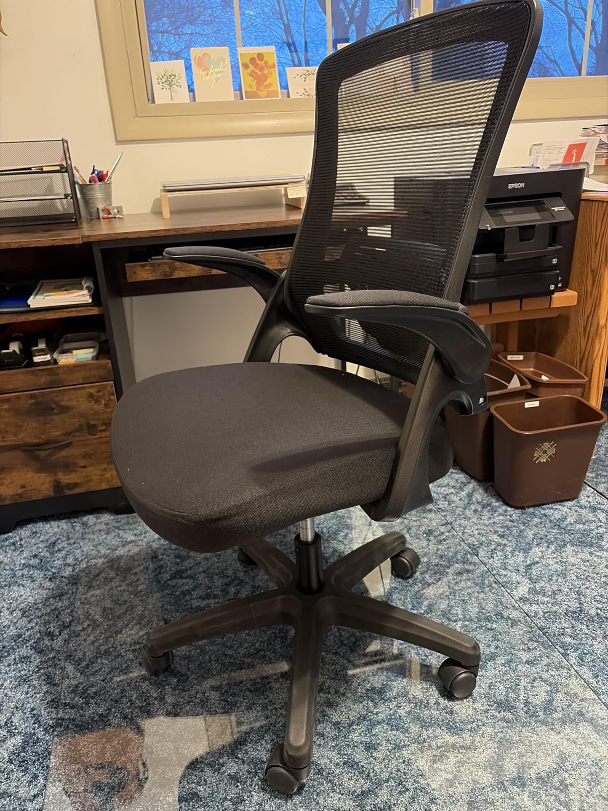 NEO Chair Office Desk Gaming Chair Computer High Back Mesh Seat with Rolling Wheels Ergonomic Adjustable Comfy Flip-up Armrests Lumbar Support Height for Home (Black) customer photo 1