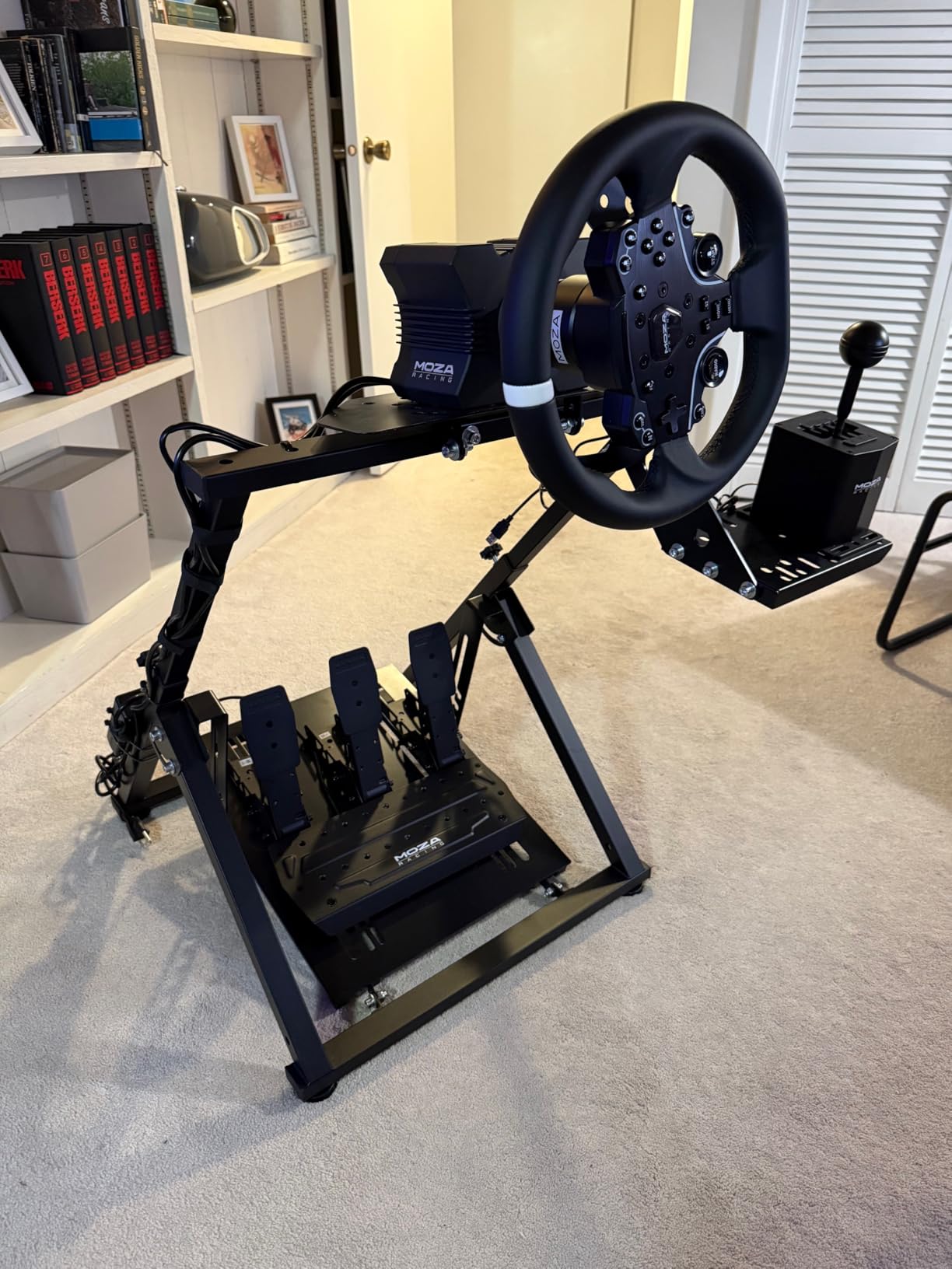 Gazzyt Foldable Racing Wheel Stand Adjustable Racing Cockpit Fit for Logitech R5 R9 G29, for Thrustmaster T248 T500, for Fanatec Sturdy Gaming Stand,Space-Saving Design Wheel and Pedals Not Included customer photo 2