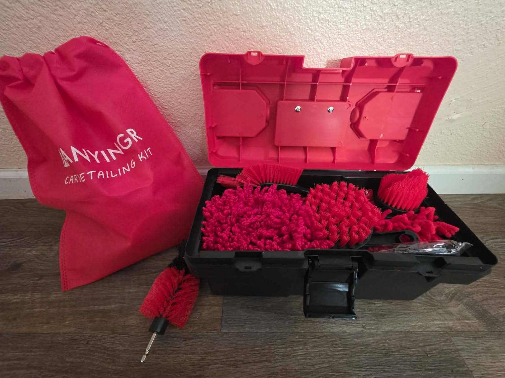 35Pcs Car Detailing Kit, Car Cleaning Kit with Windshield Cleaning Tool and Tool Box, Interior & Exterior Auto Care Supplies and Brushes (B:35PCS-R) customer photo 2