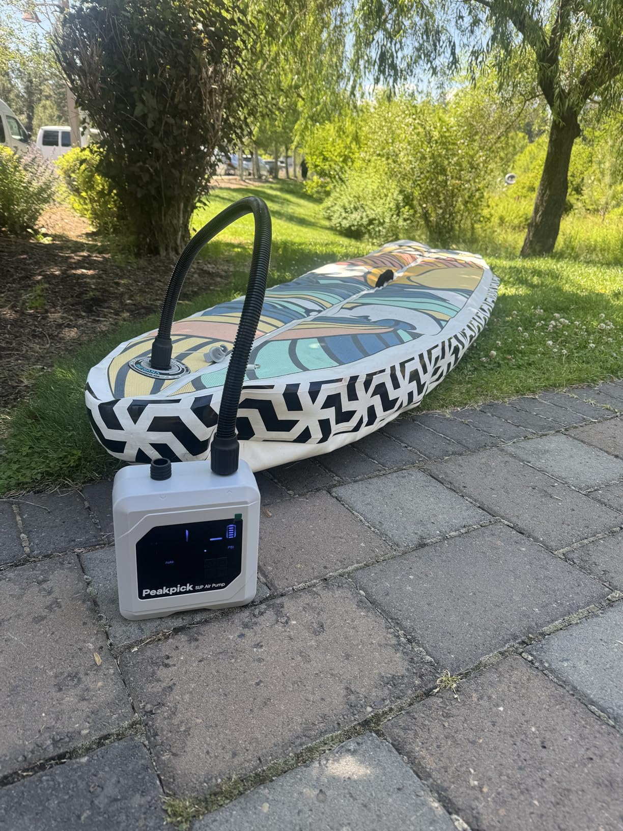 20PSI Electric Paddle Board Pump, Rechargeable Battery-Powered, Intelligent Dual Stage Inflation & Deflation, Auto-Off SUP Air Pump for Stand Up Paddle Boards, Surfing Kite, Tent, Mattress customer photo 1