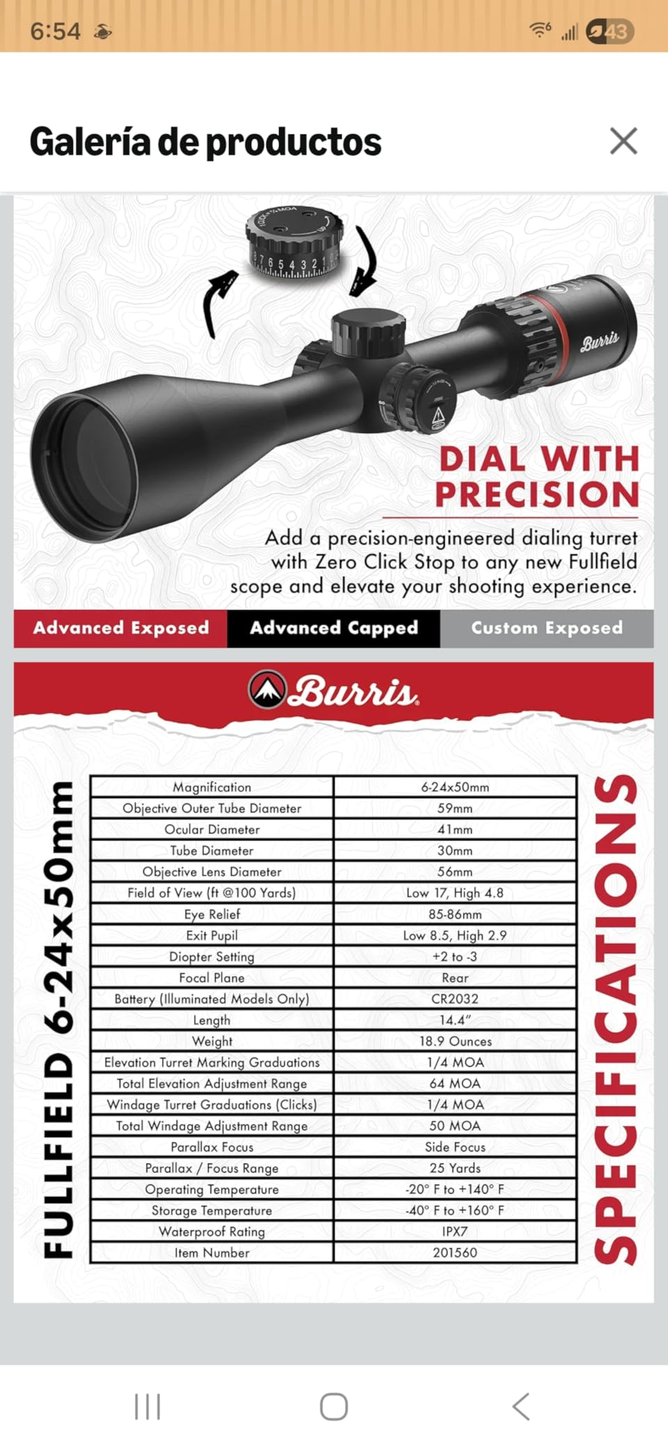 BURRIS Fullfield 6-24x50mm PA AE (30mm Tube) customer photo 1