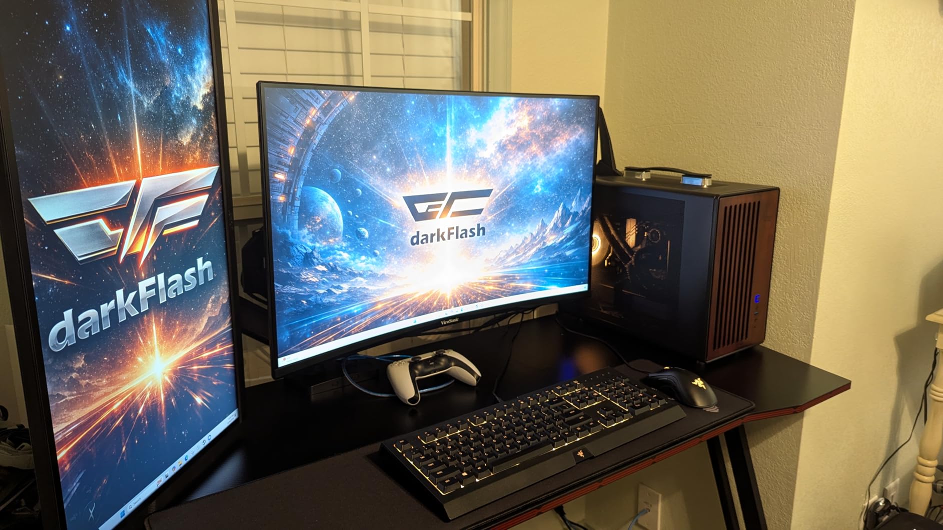 darkFlash WD200(2025) Portable Micro-ATX PC Case with Handle, 1 ARGB PWM Fans, with Walnut Wood, Type-C, Support 240 AIO, H165mm Cooler, Simple Compact Desktop (Black) customer photo 1