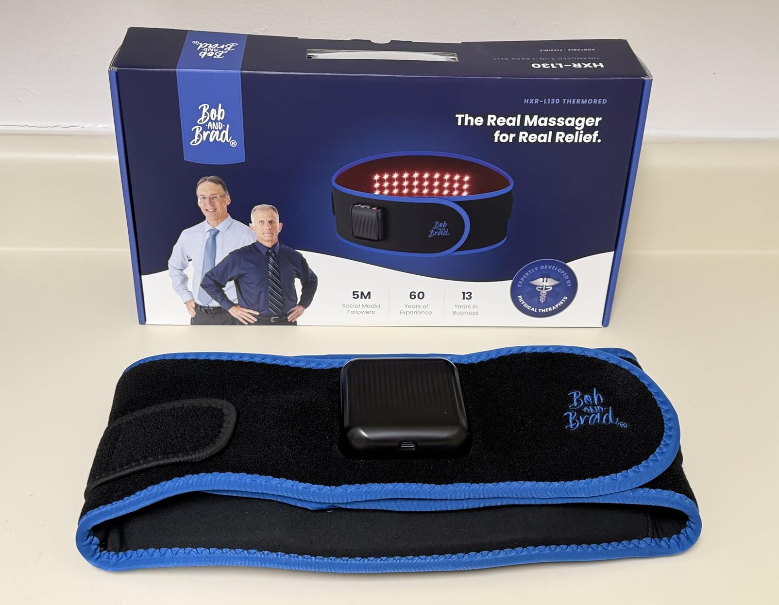 BOB AND BRAD ThermoRed Heating Pad Belt Massager for Lower Back Support, FSA Cordless Wearable Near Infrared Heat & Red Light Lumbar Back Wrap with Adjustable Vibration HSA Eligible customer photo 1