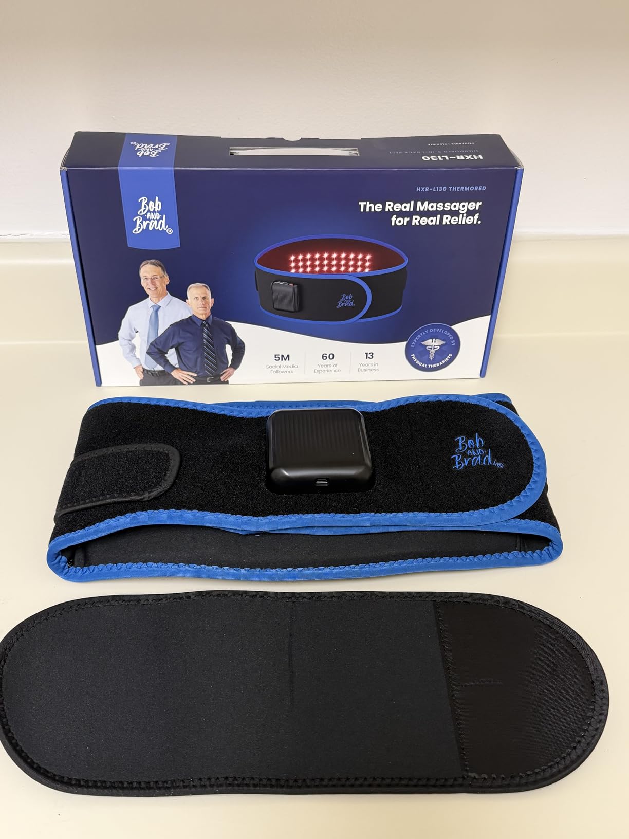BOB AND BRAD ThermoRed Heating Pad Belt Massager for Lower Back Support, FSA Cordless Wearable Near Infrared Heat & Red Light Lumbar Back Wrap with Adjustable Vibration HSA Eligible customer photo 2