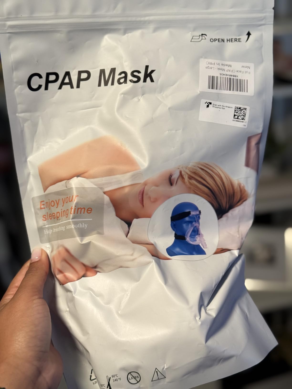 Comfort Series Full Face CPAP Mask Replacement Set with Headgear, Cushion & Elbow, Soft Seal & Leak-Resistant Design for Secure Fit, Skin-Friendly, Compatible with Most Standard CPAP Machines, Large customer photo 1