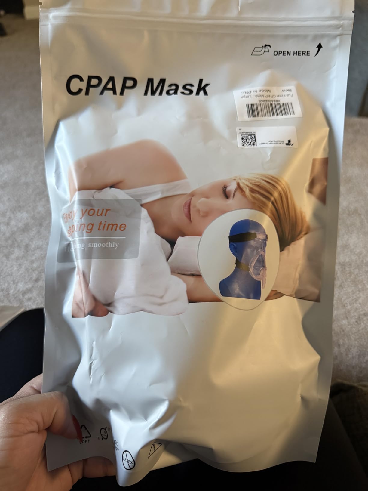 Comfort Series Full Face CPAP Mask Replacement Set with Headgear, Cushion & Elbow, Soft Seal & Leak-Resistant Design for Secure Fit, Skin-Friendly, Compatible with Most Standard CPAP Machines, Large customer photo 2
